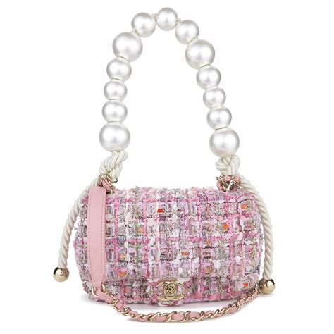 chanel pink tweed pearl bag|2019 Mini Tweed Pearl Handle Flap satchel.